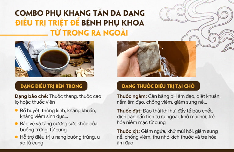 Combo điều trị 2 trong 1 xử lý viêm âm đạo từ trong ra ngoài